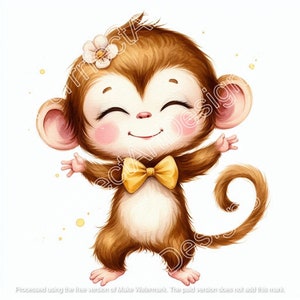 10 niedliche Affen Clip Art, Digital Art Download