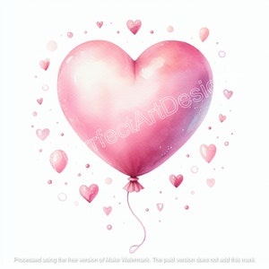 5 Atemberaubende rosa Herz Ballon Clip Art, Digital Art Download