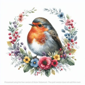10 schöne Rotkehlchen Blumenkränze Clip Art, Digital Art Download