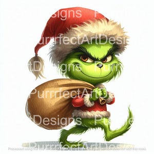 10 Süßer schelmischer Grinch Clip Art, Digital Art Download