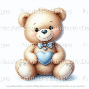 5 adorabili orsacchiotti con cuori azzurri Clip Art, download di arte digitale