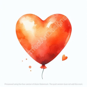 5 magnifiques images clipart ballon coeur orange, téléchargement art numérique