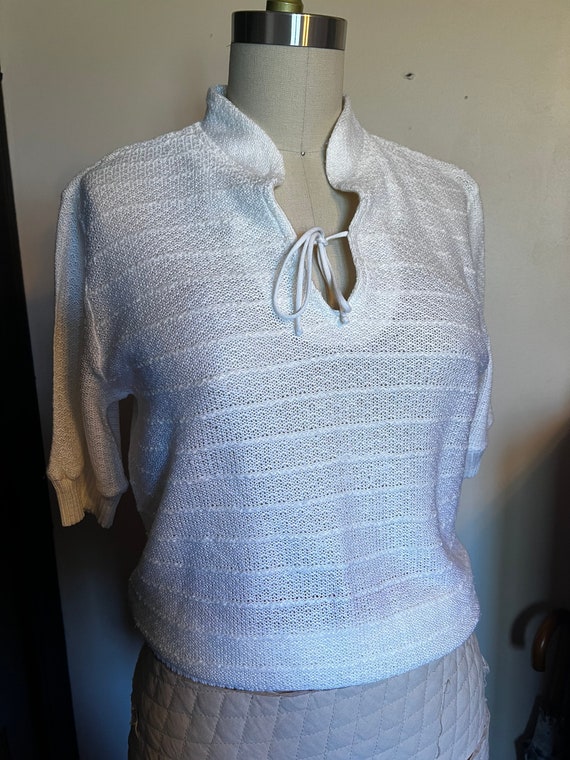 White Knit 70s Top