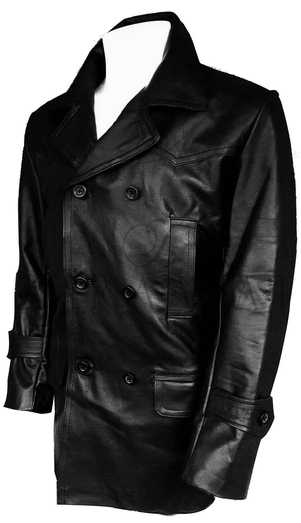 Men's Genuine COWHIDE Double Breasted Leather TRENCH Coat Etsy