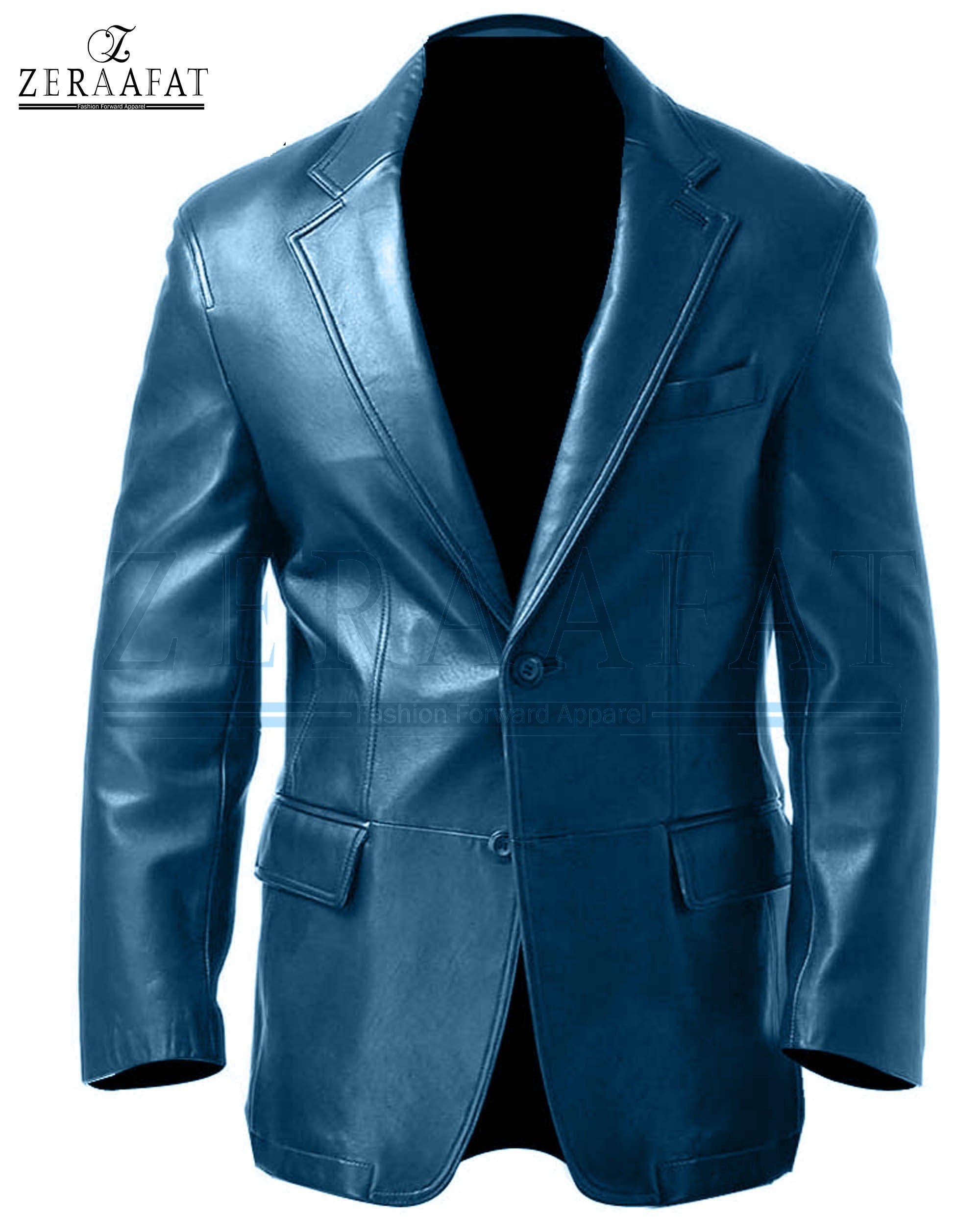 Men's Leather Blazer in Blue Color Genuine Sheepskin Soft Etsy Australia