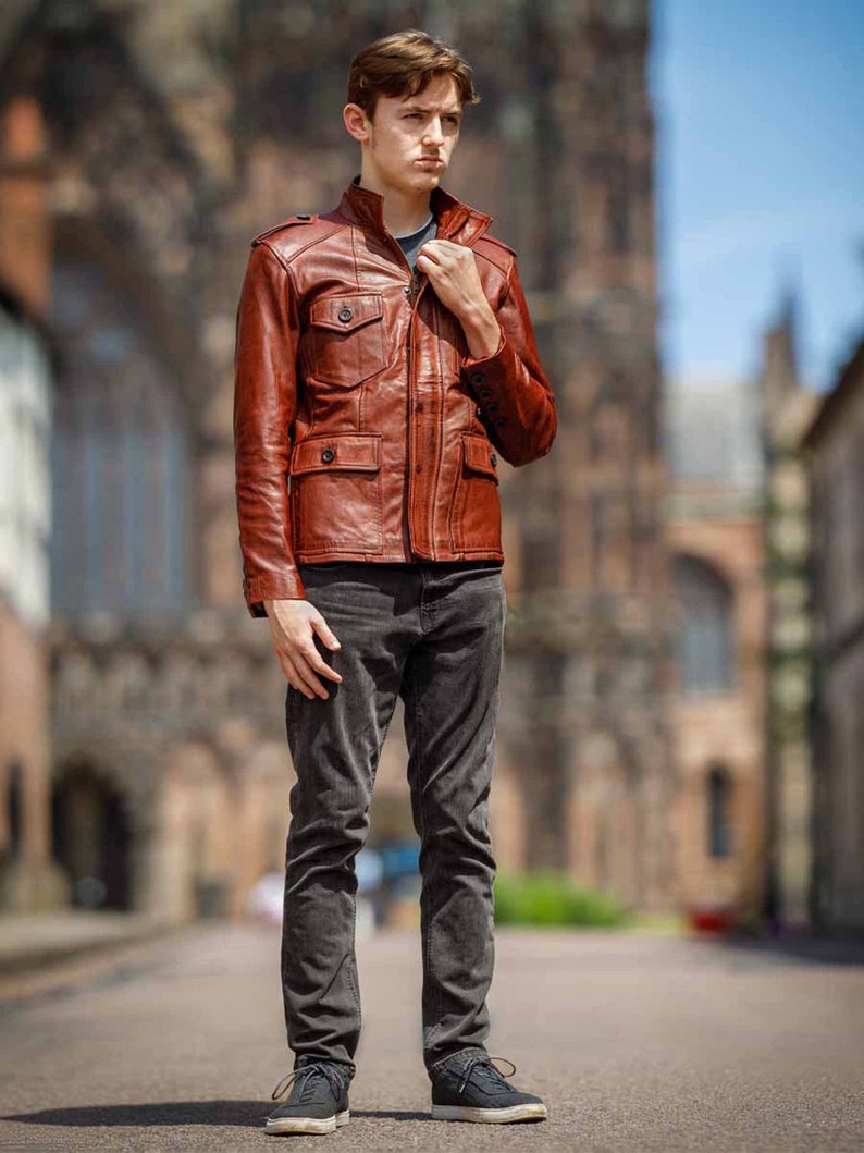 Men's Leather Jacket Italian Style Designer Jacket Premium Etsy