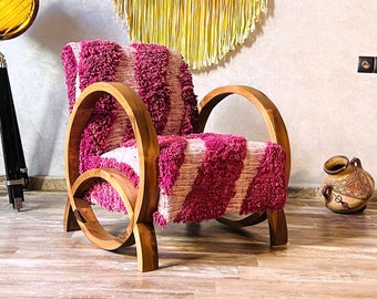 Handmade Walnut Armchair: A Unique Handmade Gift for Her or Ideal for Office Accent, Home Decor, or Vintage Lounge Chair.