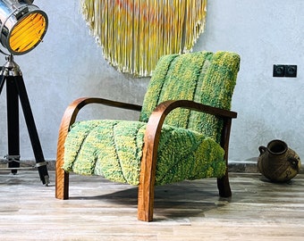 Handmade Mid-Century Lounge Chair with Bohemian Bliss: Ideal for Patio and Home.