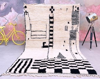 Moroccan rug Hand knotted - Beni ourain rug - all wool berber rug - Custom rug - handmade rug - Genuine lamb wool