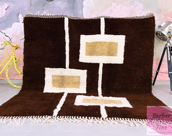 moroccan rug - Handmade Beni Ourain Style, Moroccan Wool Carpet, Contemporary Moroccan rug.