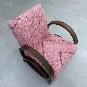 Pink Handmade Vintage Lounge Chair - Modern Upholstered Accent Reading Chair for Living Room Decor