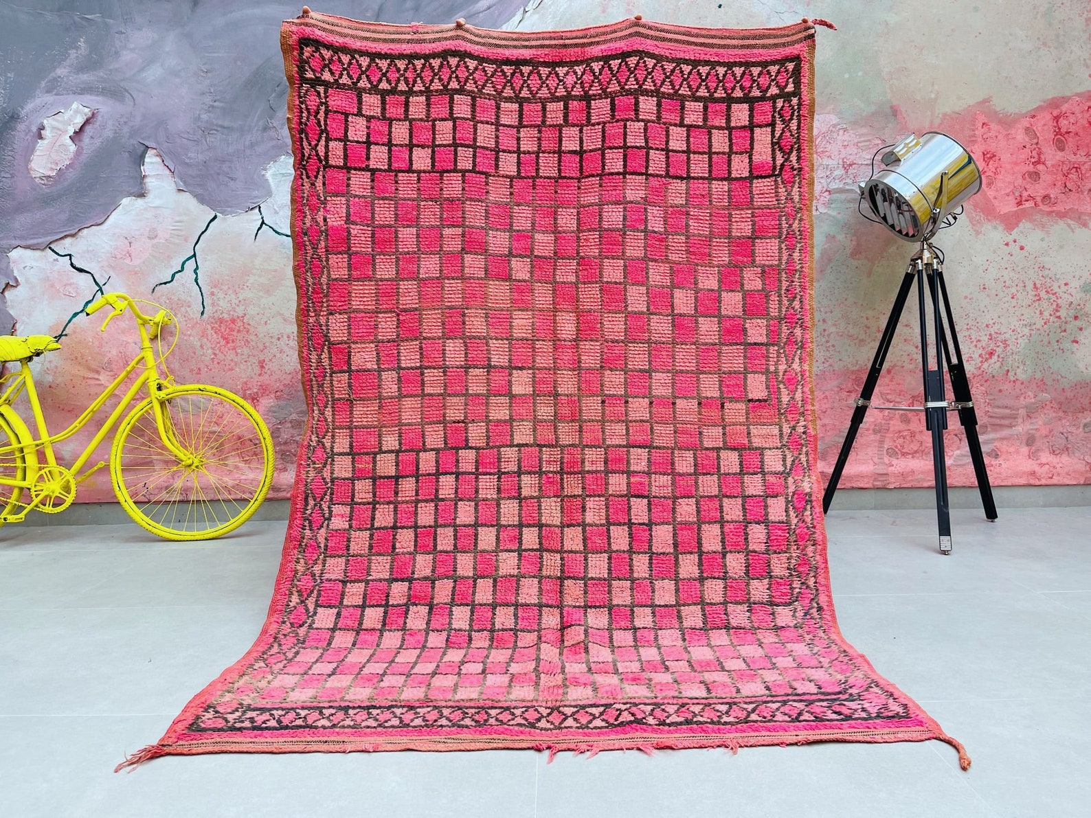 Flat Pink Moroccan Rug 5x7 Authentic Moroccan Boujad Rug Etsy