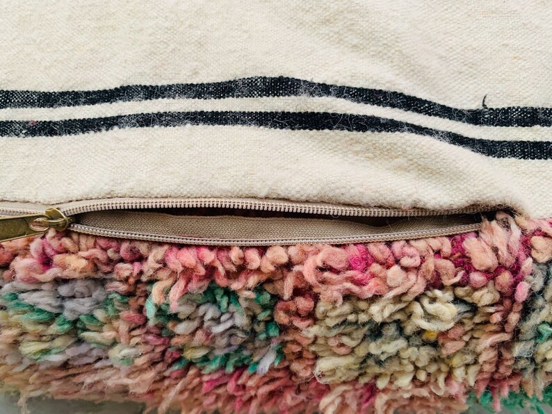 old Rug Handmade vintage Pouf Unique Floor Cuhsion Beniourain Rug Area Cushion Boujaad moroccan Pouf Wool Moroccan Cushion
