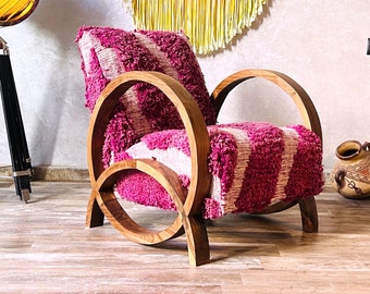 Handmade Walnut Armchair: A Unique Handmade Gift for Her or Ideal for Office Accent, Home Decor, or Vintage Lounge Chair.