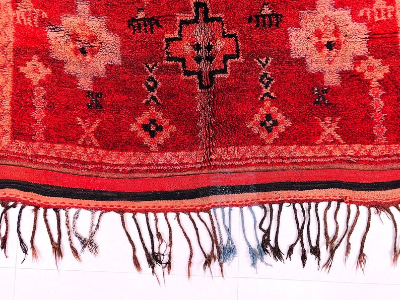 Colorful Vintage Rug for Living Room, 5x11 FT, Moroccan Rug, Red Rug
