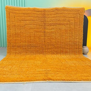 Mrirt rug, Orange Shag Rug, Handmade Wool Carpet, Cozy Moroccan Area Rugs for Living Room, Boho Interior Design, custom size