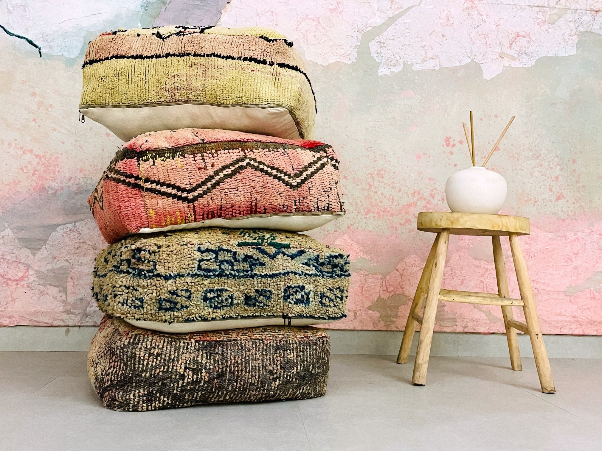 70%OFF** Moroccan Kilim Pouf Floor Pouf Vintage Moroccan Ottoman Square Pouf, Yoga Meditation Cushion, Outdoor colorful Kilim Pillows