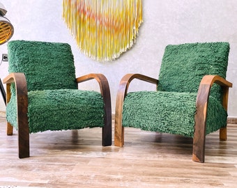 2 Green Vintage Handmade Armchairs: opulent Accent Chairs for Interior Design & Customized Present.