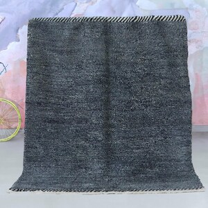 Handgefertigter Beni Ourain Teppich aus Wolle im Schwarz Weißen Fischgrät Design - Handgeknüpfter Teppich - Handgeknüpfter Teppich - Boho Teppich