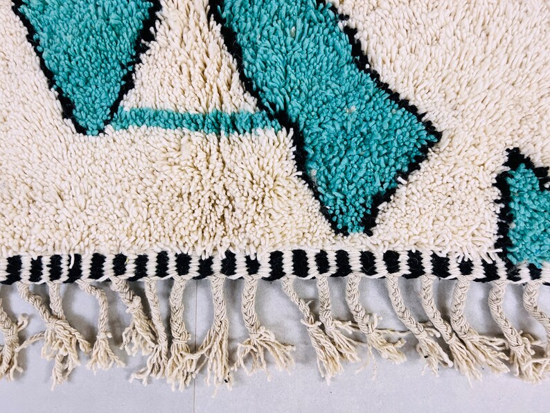 Alfombra marroquí anudada a mano alfombra Beni ourain alfombra bereber de lana alfombra personalizada alfombra hecha a mano lana de cordero genuina imagen 7
