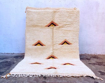 Moroccan Azilal rug - New Berber design Hand-Knotted Moroccan wool rug - White and Back berber carpet - FREE SHIPPING
