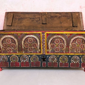 Grote BERBER HOUTEN KIST, gesneden houten koffer, Marokkaanse opbergkist, vintage handwerk koffer, Berber Design Home Furniture Decor