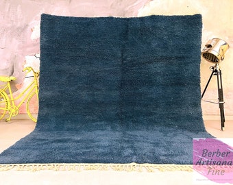 Moroccan rug - Handmade Berber rug - Custom area rug - Beni ourain rug - Living room rug - tufted rug - Blue rug wool