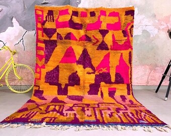 Vintage Boujaad rug, Authentic Moroccan rug 6x10 ft ,Soft wool rug, Vintage rug, boho rug, rugs for living room, Room Decor.