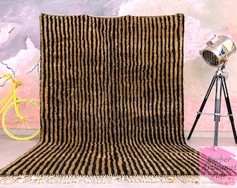 Marokkanischer Teppich - Handgemachter Berber Teppich - Beni Ourain Teppich - Beni Ourain Teppich - Tufting Teppich - Brauner Teppich Wolle