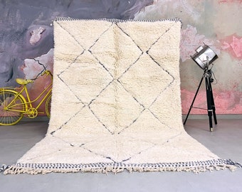 Moroccan rug - Hand knotted - Beni ourain rug - Custom size rug - Berber rug - Handmade wool rug - Moroccan plain rug - Contemporary rug