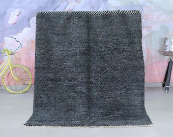 Moroccan Handmade rug, Mrirt Woven style Morocco wool Berber Rug, modern rug, Hand woven rug, Berber style - Black Rug