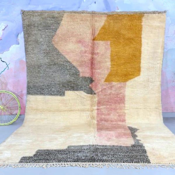 Neutral Moroccan Rug: Hand-Knotted Berber Wool Rug