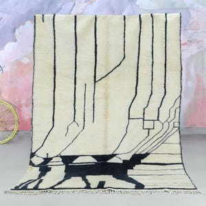 Beni Mrirt Rug, Rug 6x9 – Handmade Shaggy Berber Rug – Soft Wool – Fluffy rug Authentic Moroccan Berber Mrirt Wool rug