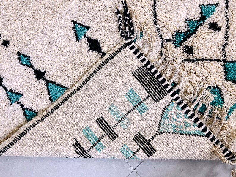 Alfombra marroquí anudada a mano alfombra Beni ourain alfombra bereber de lana alfombra personalizada alfombra hecha a mano lana de cordero genuina imagen 10