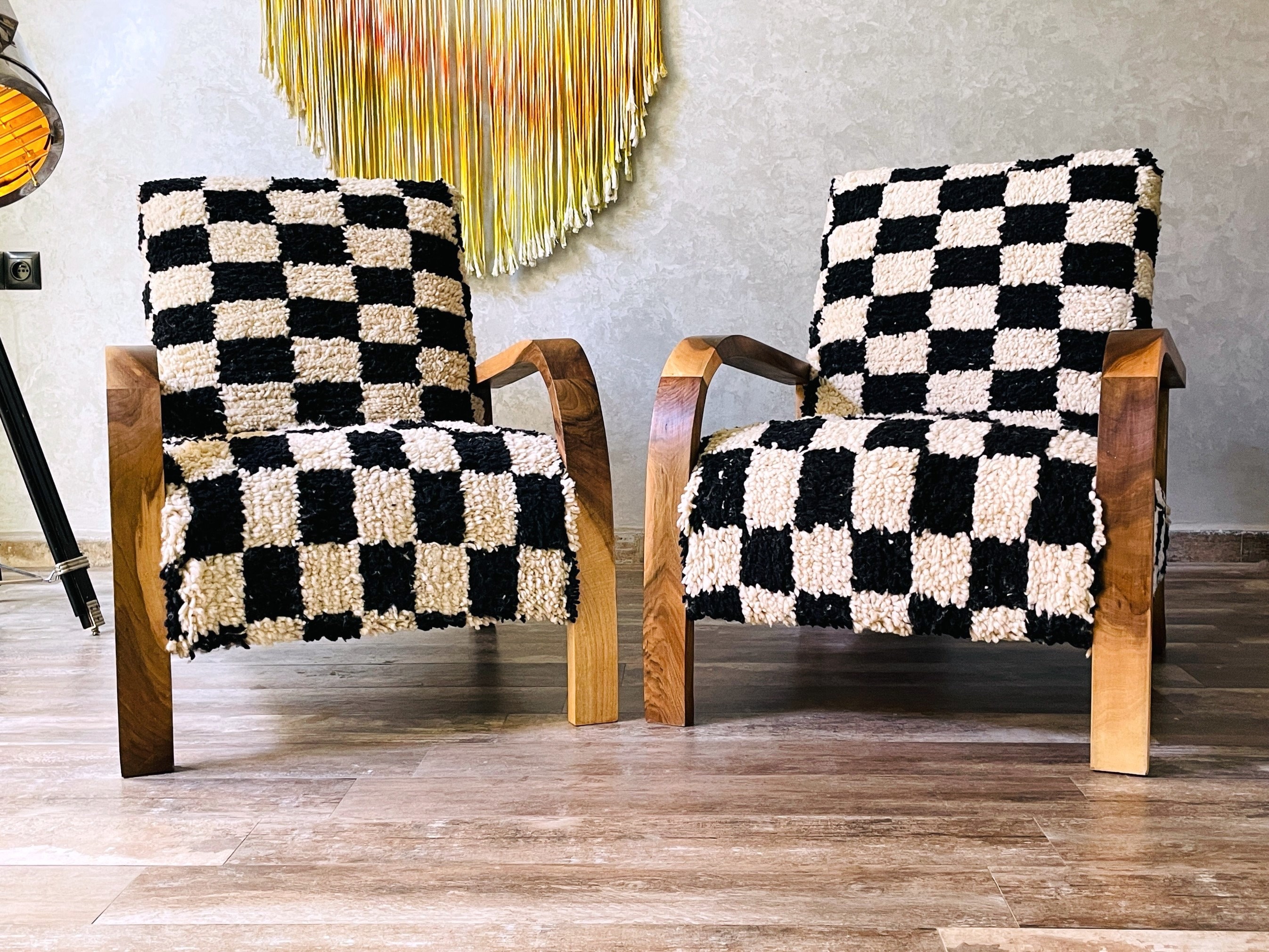 Chequered armchair new arrivals