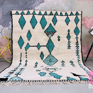 Alfombra marroquí anudada a mano alfombra Beni ourain alfombra bereber de lana alfombra personalizada alfombra hecha a mano lana de cordero genuina imagen 2