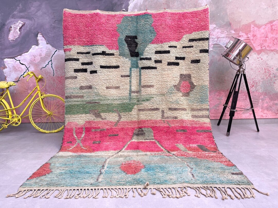 Vintage Boujaad Rug Pink Rug Berber Area Rug Authentic Soft Etsy