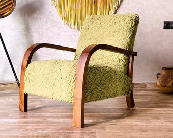 Mid century armchair, Retro lounge chair, modern chair, relax vintage style chair, Handmade wood chair, Moroccan Wood Armchair Gift