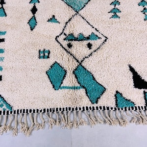 Alfombra marroquí anudada a mano alfombra Beni ourain alfombra bereber de lana alfombra personalizada alfombra hecha a mano lana de cordero genuina imagen 6