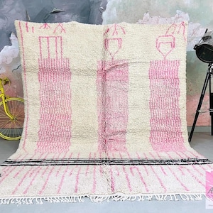 Pink Berber Wool Rug 7x9 | Moroccan Rug |  Handmade Moroccan Carpet | Modern Shag Rug | Beni Ourain Style | Soft Boho Rug