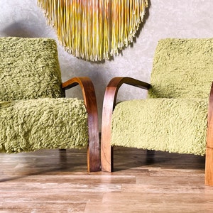 2 Vibrant Mid-Century Modern Lounge Chairs with Vintage Accent for Various Home Decor Styles