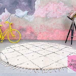 CUSTOM Round Beni ourain rug - New Berber design Hand-Knotted Moroccan wool rug -  berber carpet - FREE SHIPPING