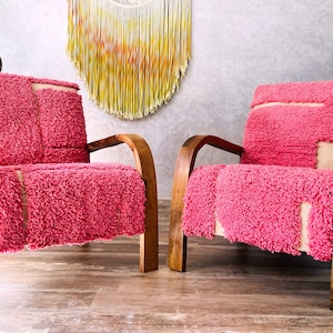 2 Vibrant Mid-Century Modern Lounge Chairs with Vintage Accent for Various Home Decor Styles