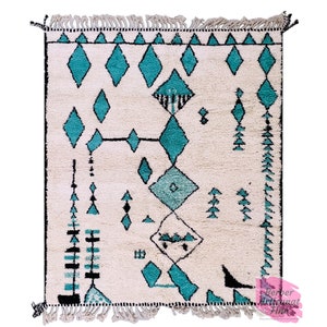 Alfombra marroquí anudada a mano alfombra Beni ourain alfombra bereber de lana alfombra personalizada alfombra hecha a mano lana de cordero genuina imagen 1