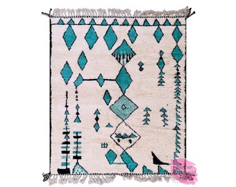 Alfombra marroquí anudada a mano - alfombra Beni ourain - alfombra bereber de lana - alfombra personalizada - alfombra hecha a mano - lana de cordero genuina