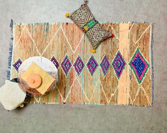 Vintage Moroccan Boujad Rug 4,8 ft x 8,4 ft - Vintage Authentic Handmade Berber Rug - Old Berber carpet - Moroccan Rug - Boujad Rug