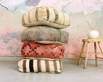 70%OFF** Moroccan Kilim Pouf Floor Pouf Vintage Moroccan Ottoman  Square Pouf, Yoga Meditation Cushion, Outdoor colorful Kilim Pillows