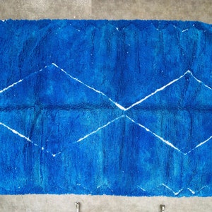 Blue moroccan rug 7x11 - Original beni ourain rug - Morocco Handmade North African carpet - FREE SHIPPING