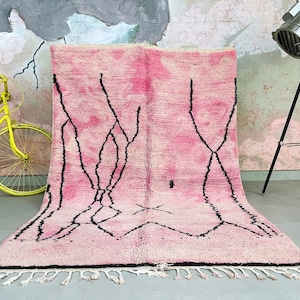 Handmade Wool rug, morocco rug, beni ourain Pink , boho rug, moroccan beni ourain rug, beni rug, Custom rug