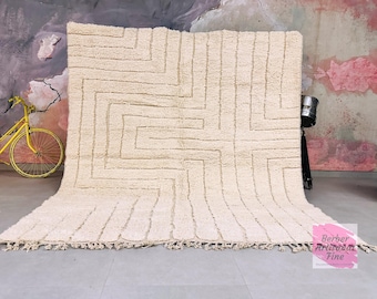 Ivory Rug | Minimalist Moroccan Rug | Custom Beni Ourain Carpet | Handmade Area Rug | Soft Neutral Boho Rug | Modern Berber Rug